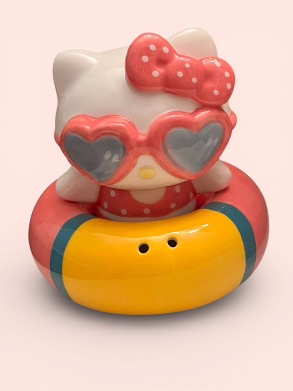 Sanrio Hello Kitty Salt & Pepper Set with Pink Bow and Yellow Float Ring (NWT) - Picture 3 of 10